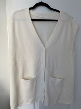 OAK + FORT Cream Knit Top with Black Trim